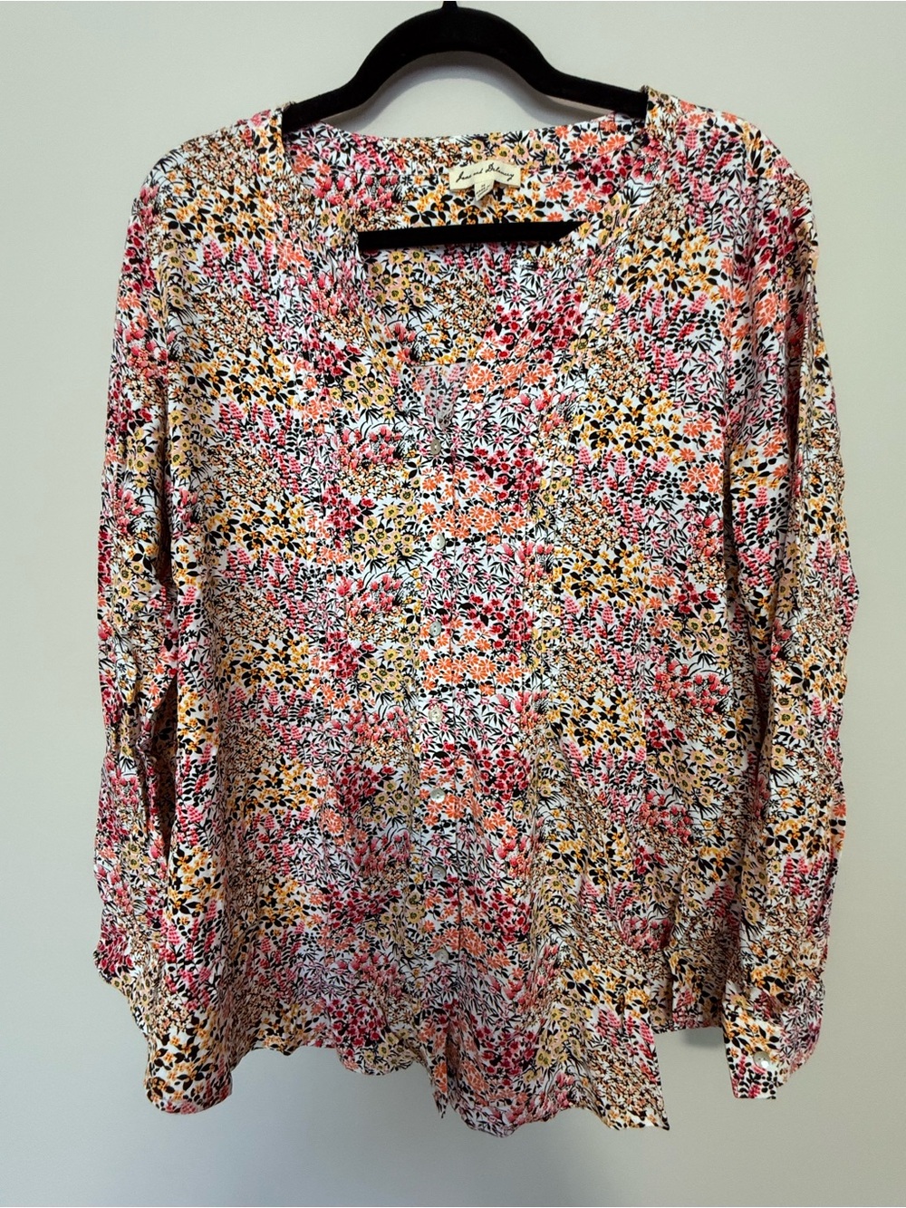 EUC Jane and Delancey Multi-Color Floral Button-Up Blouse, Size Medium